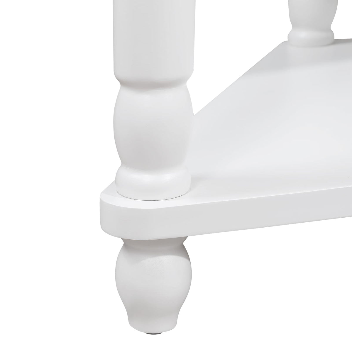 33.8" Small Triangle Corner Table - Milk White Rubber Wood for Living Room