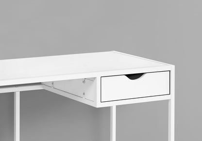 White Computer Desk with Storage Drawer - 42" L for Home Office