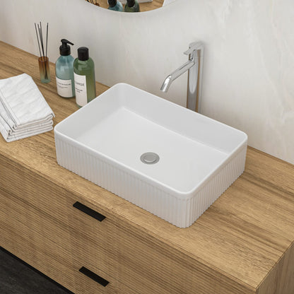 White Ceramic Rectangular Vessel Sink - 19.63" x 13.69"