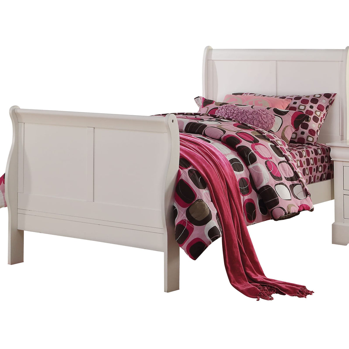 Full White Sleigh Bed Frame - Traditional Style for Bedroom