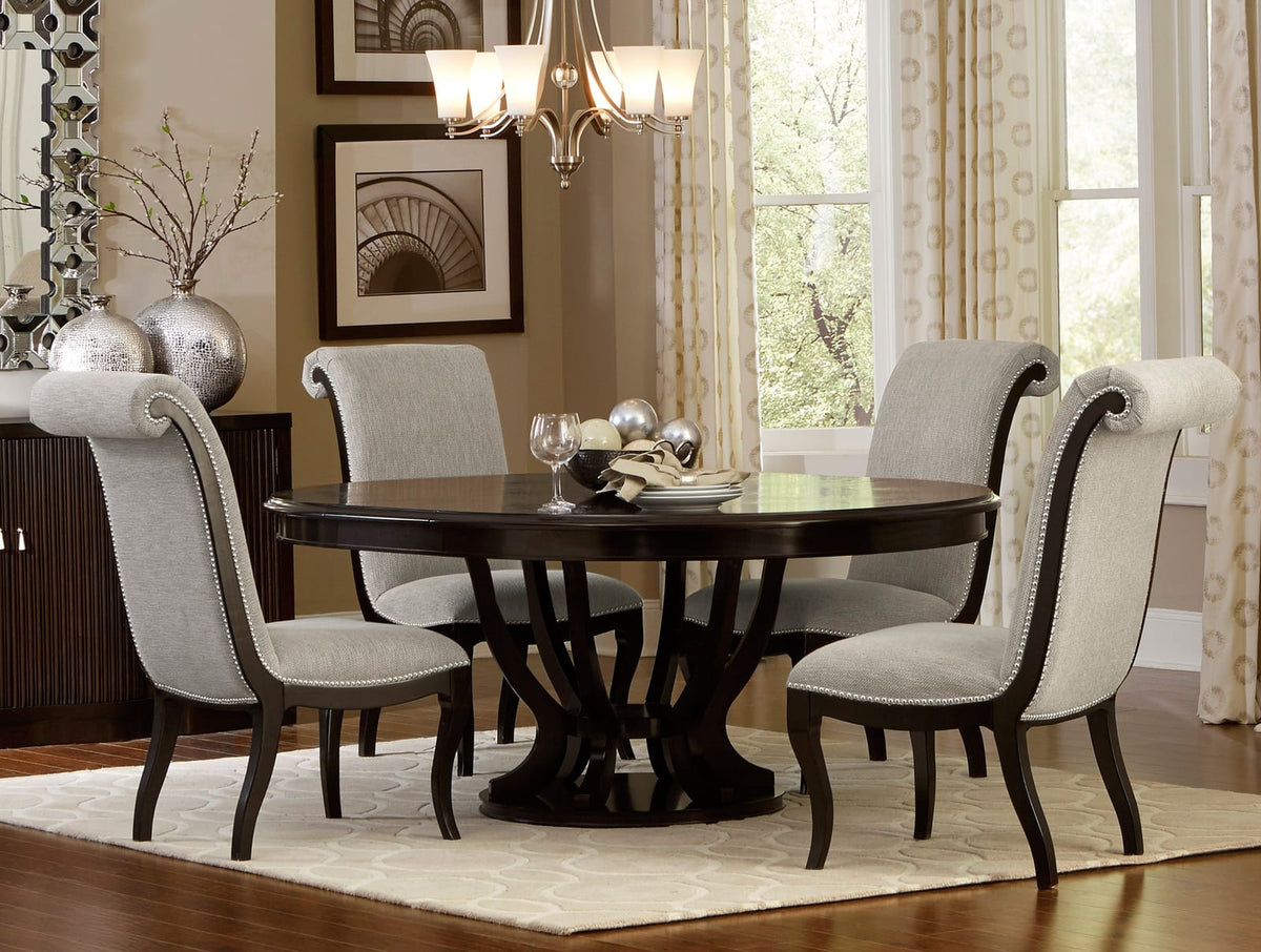 Espresso Wood Dining Table with Extension Leaf for Family Dining Room