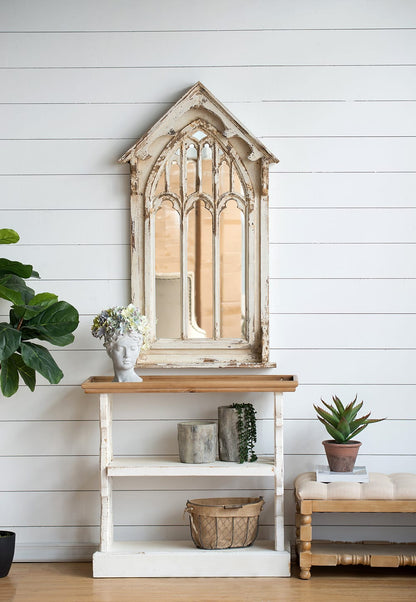 Small Wood Shelf Unit - Brown Antique White Storage