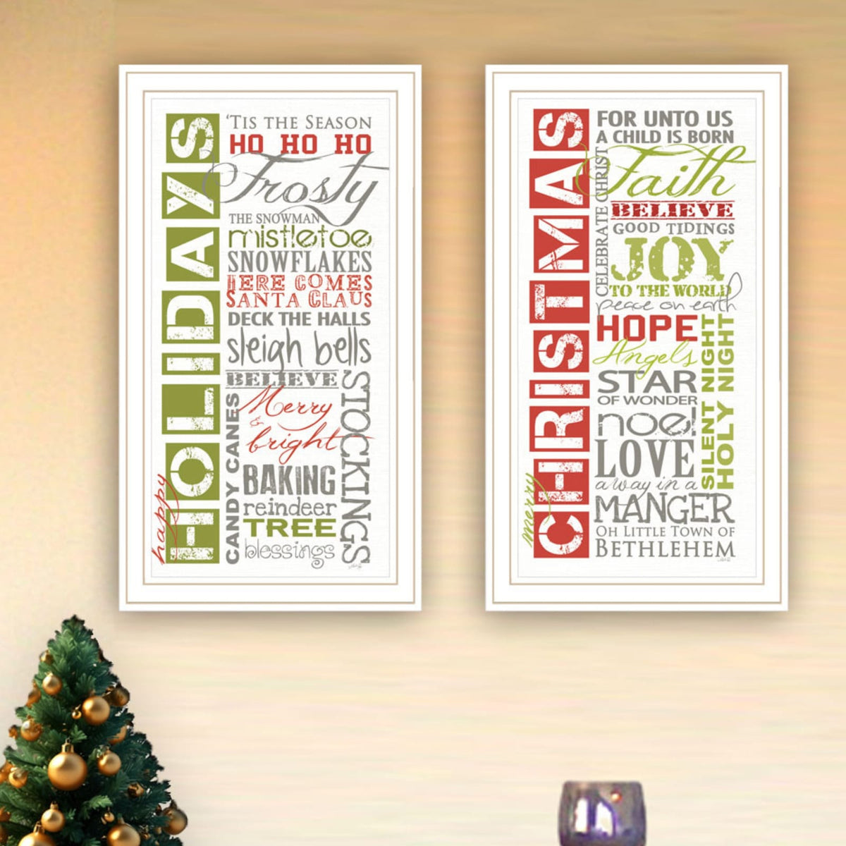 Multicolor Wood Paper Wall Art Prints - 2 Piece Living Room Decor
