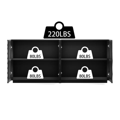 Black Buffet Cabinet - 59" Storage Sideboard for Dining Room