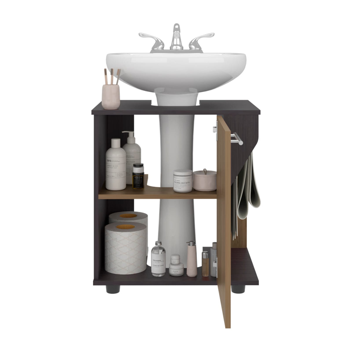 Phillips Under Sink Cabinet - Black, Double Door Storage Unit