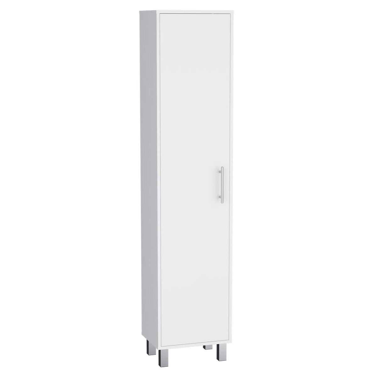White Storage Cabinet 70.87" Height with Broom Storage