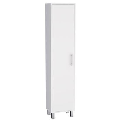 White Storage Cabinet 70.87" Height with Broom Storage