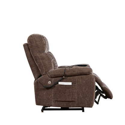 Liyasi Power Recliner - Brown Fabric, Dual OKIN Motor for Living Room