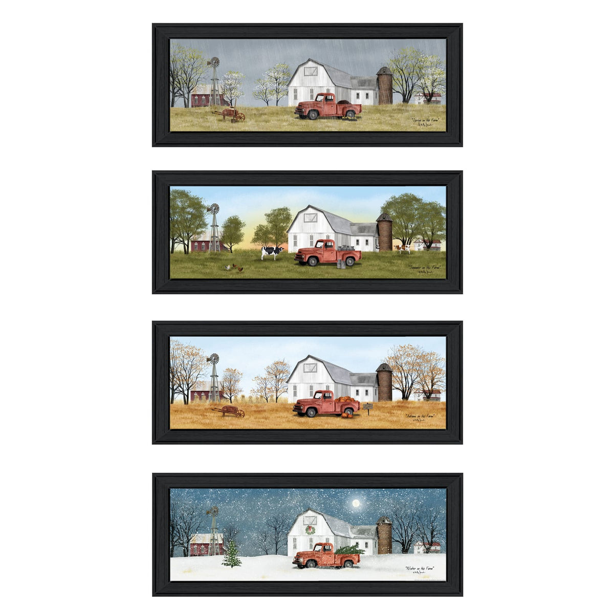 Black Frame Four Seasons Wall Art for Bedroom Decor