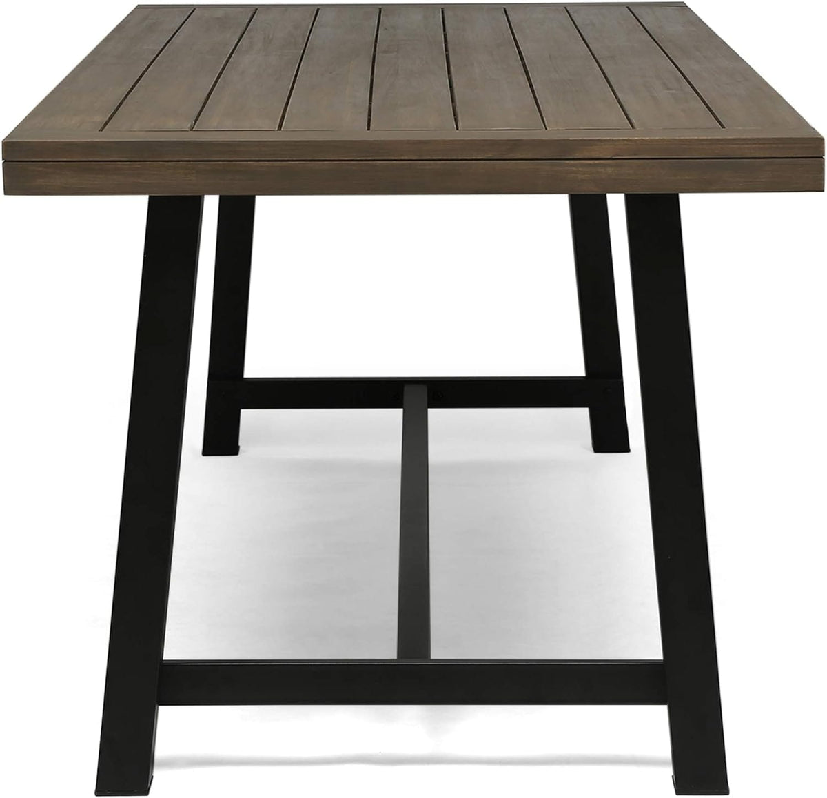 Modern Industrial Acacia Wood Patio Picnic Set in Grey and Black
