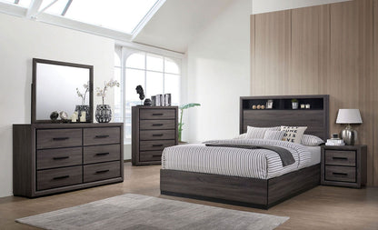 Contemporary Gray Paper Chest for Bedroom Storage with Black Trim
