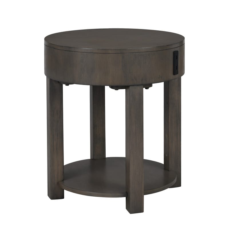 Jonah 20" Light Brown End Table - USB Ports & Storage