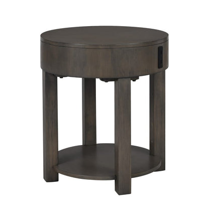 Jonah 20" Light Brown End Table - USB Ports & Storage
