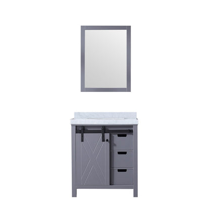 30.5 Inch Dark Grey Bathroom Vanity with Marble Top and Mirror