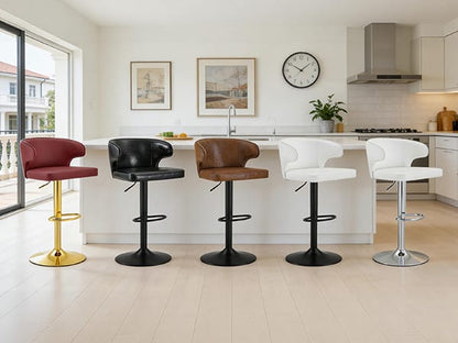 Rotating Adjustable Bar Stool - Black White PU Leather, Durable & Stable