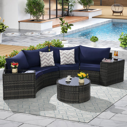Dark Blue 7 Piece Patio Set - Outdoor Sofa Set