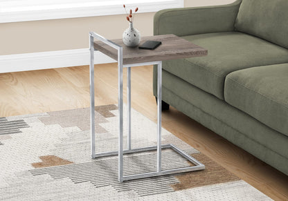 C-Shaped Accent Table - Taupe & Chrome for Living Room