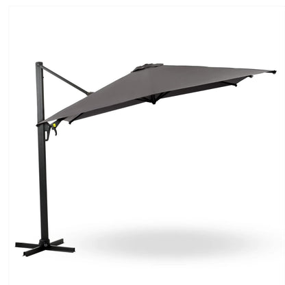 10 Ft Gray Square Patio Umbrella - 360° Rotation & Tilt Adjustment