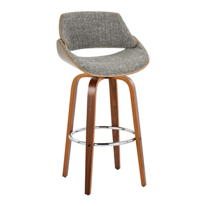 Grey Fabric Barstools Set of 2 - Mid-Century Style