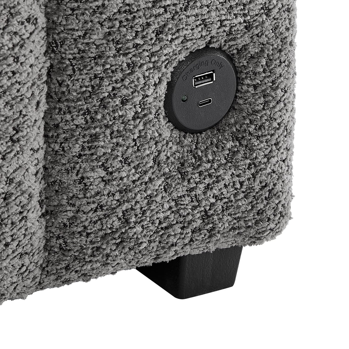 Gray Boucle 3 Seat Sectional Sofa with Sleeper