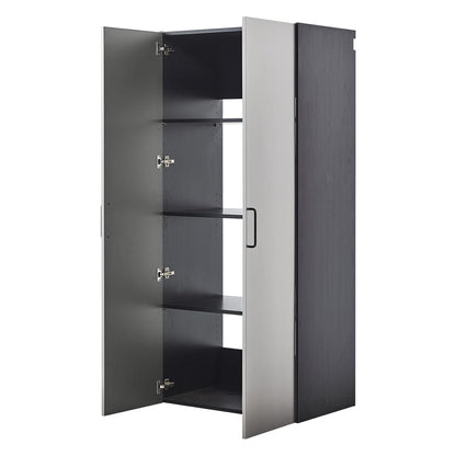 Astro Series 32" W Metal Wall Cabinet - Metallic Grey Wood