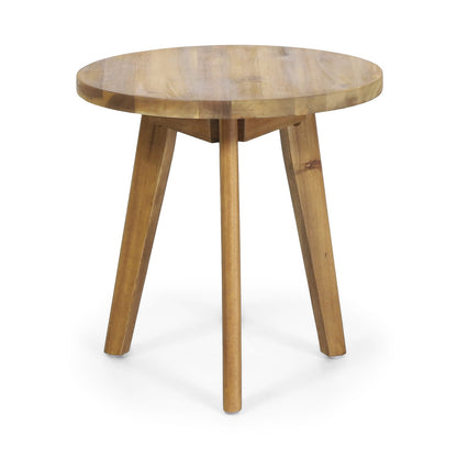 Natural Wood Round End Table for Garden or Poolside Patio Decor