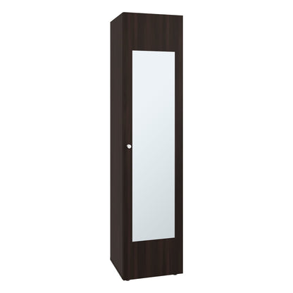 Brown Oak Bedroom Cabinet with Mirror & Shelves for Living Room