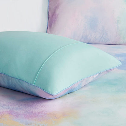 Queen Watercolor Tie Dye Comforter Set Aqua Polyester