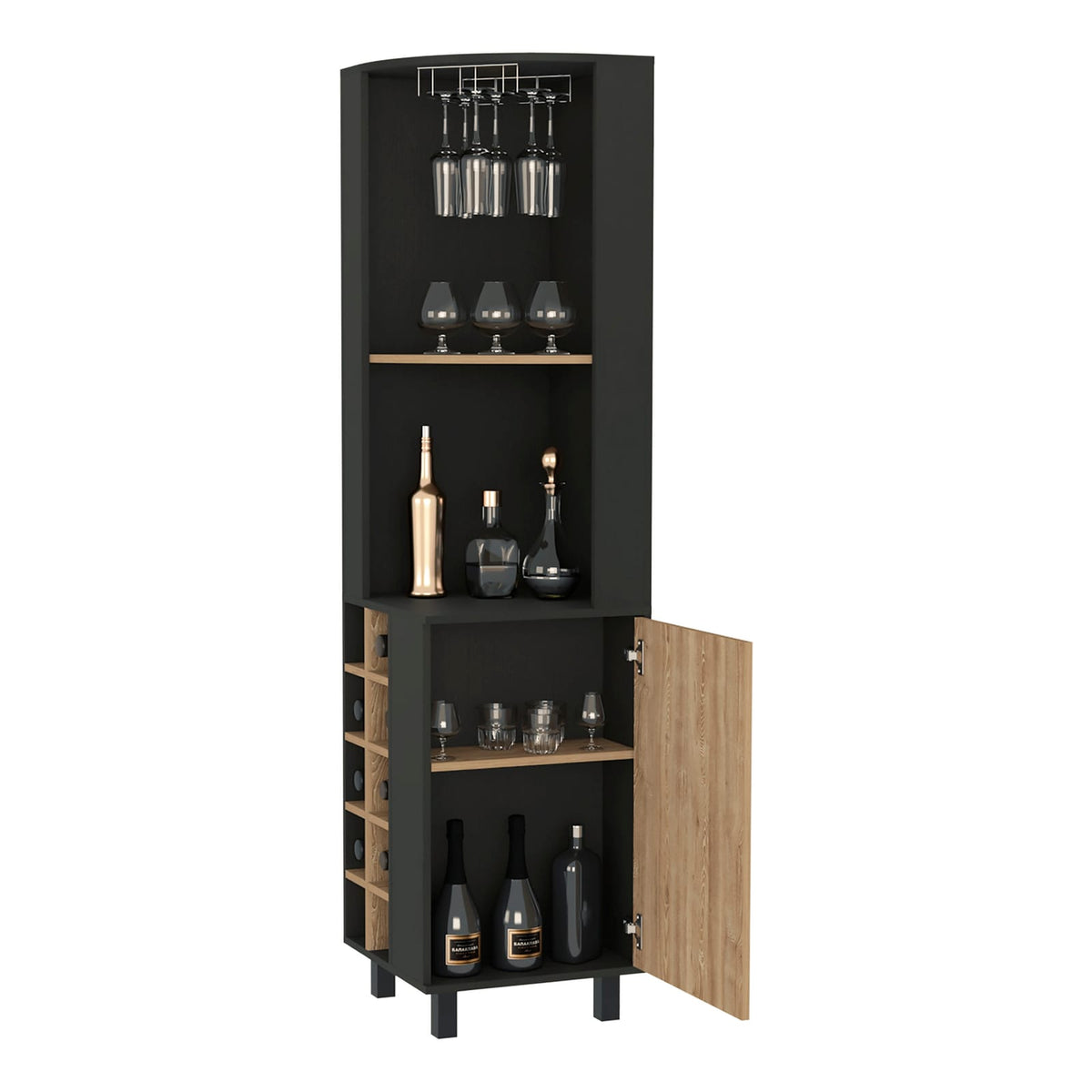 Hamden 10-Bottle Wine Rack - Wenge & Pine Bar Cabinet