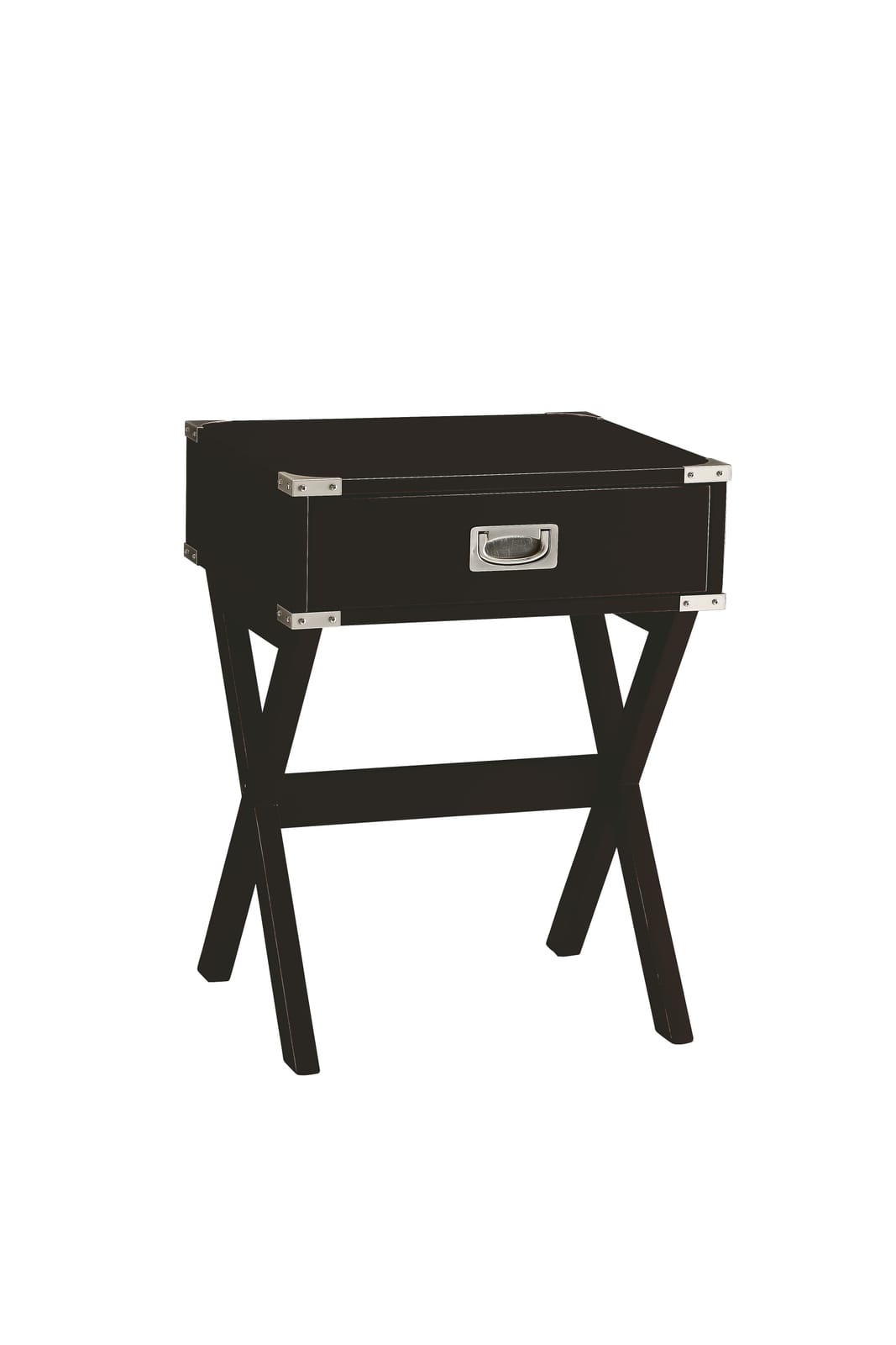 Black Synthetic Wood Storage Accent Table with Drawer for Living Room