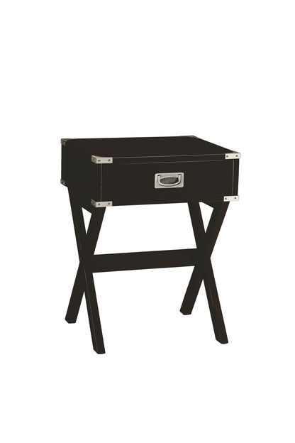 Black Synthetic Wood Storage Accent Table with Drawer for Living Room