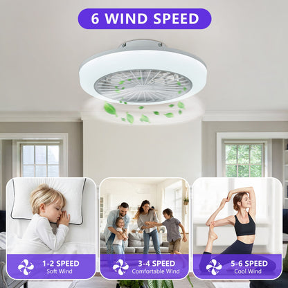 18 Inch RGB Ceiling Fan with Remote - Modern White Iron Lighting