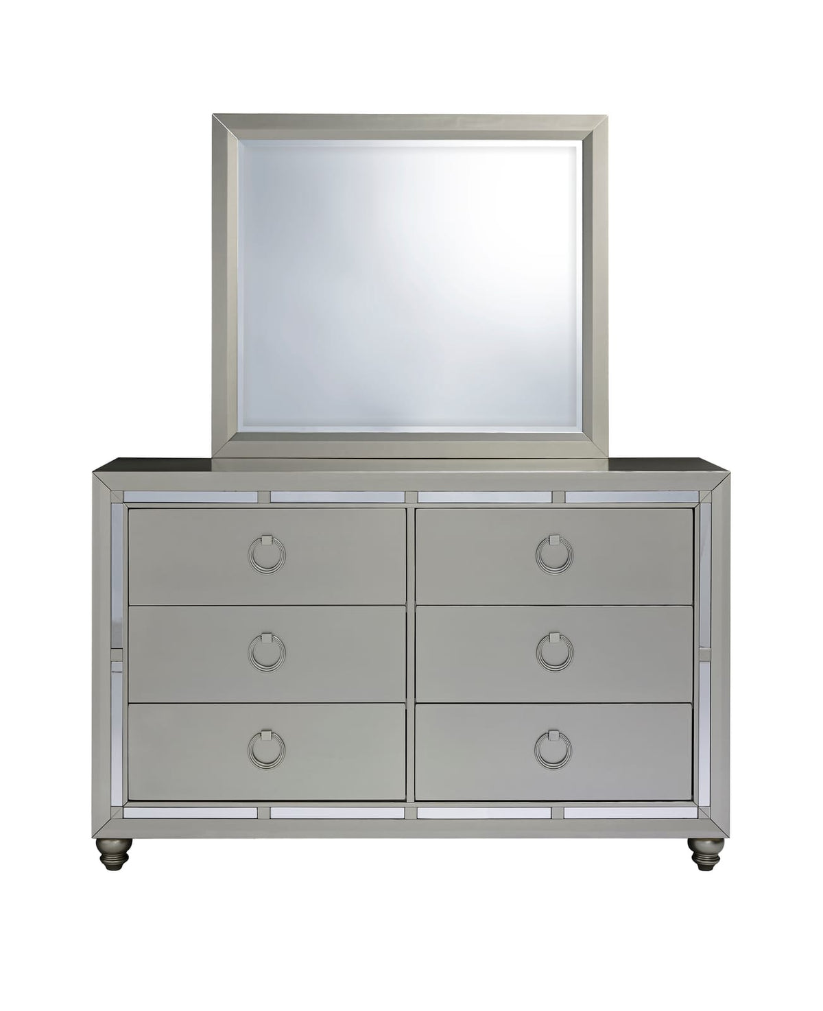 Silver Grey Mirror Vanity with MDF Glass