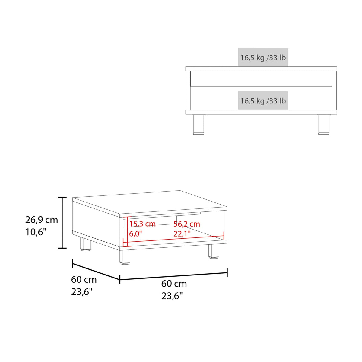 White Rectangular Coffee Table with Storage