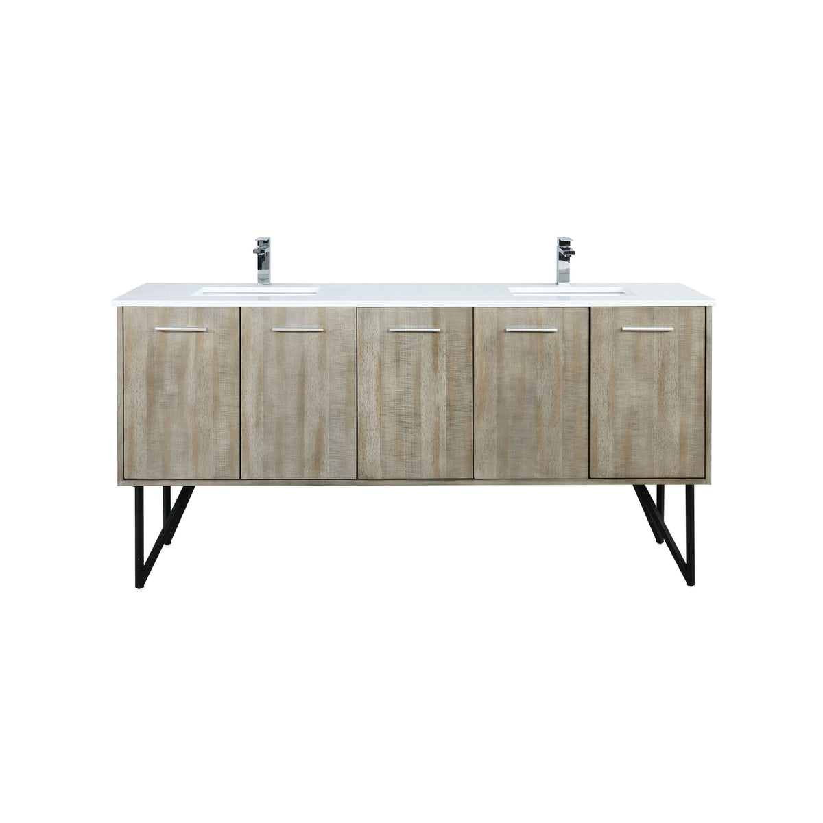 Acacia Wood Double Bathroom Vanity 72" with Marble Top
