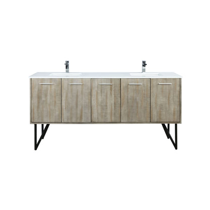 Acacia Wood Double Bathroom Vanity 72" with Marble Top