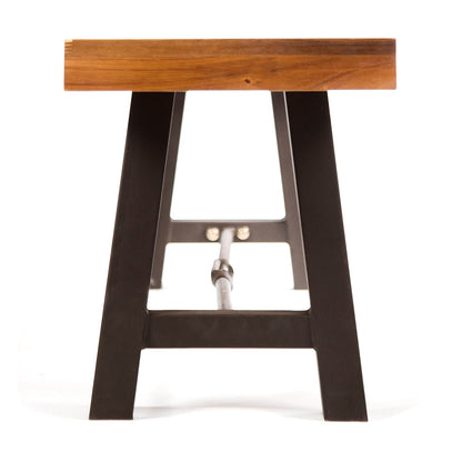 Acacia Wood Outdoor Dining Bench - Teak & Black Patio Seating