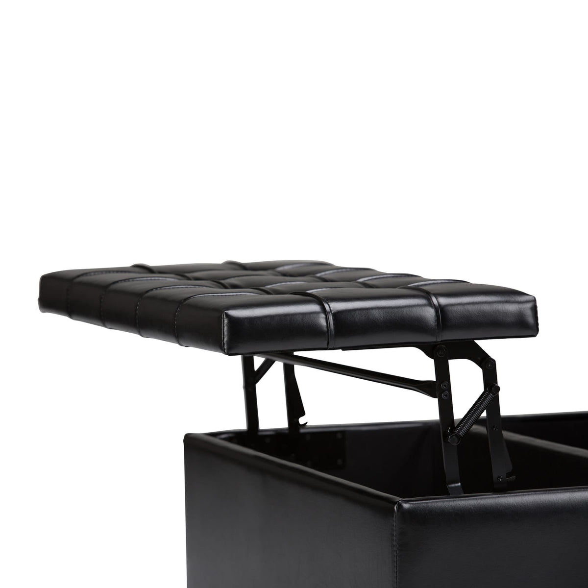Harrison 36 Inch Wide Coffee Table Storage Ottoman - Black Vegan Leather