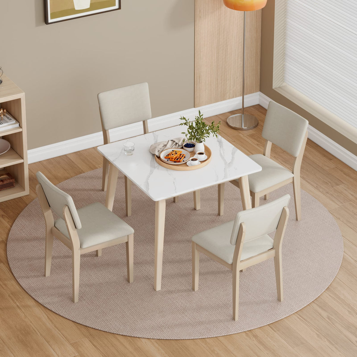 Compact White Square Dining Table - 36" Modern Design for Dining Room