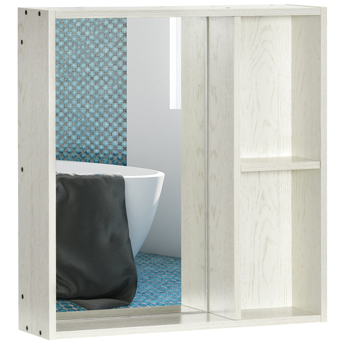 24.75" White Bathroom Medicine Cabinet with Mirror - Storage Shelf