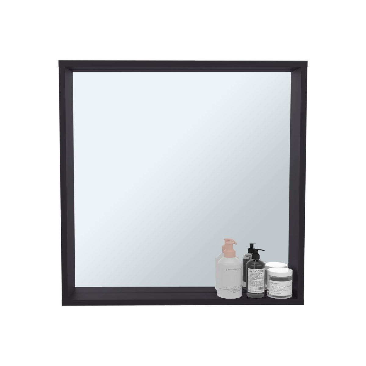 Black Medicine Cabinet with Mirror - 23.6" Storage Shelf