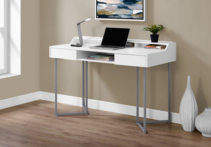 White Computer Desk with Storage Drawers - 48" L, Modern Office Desk