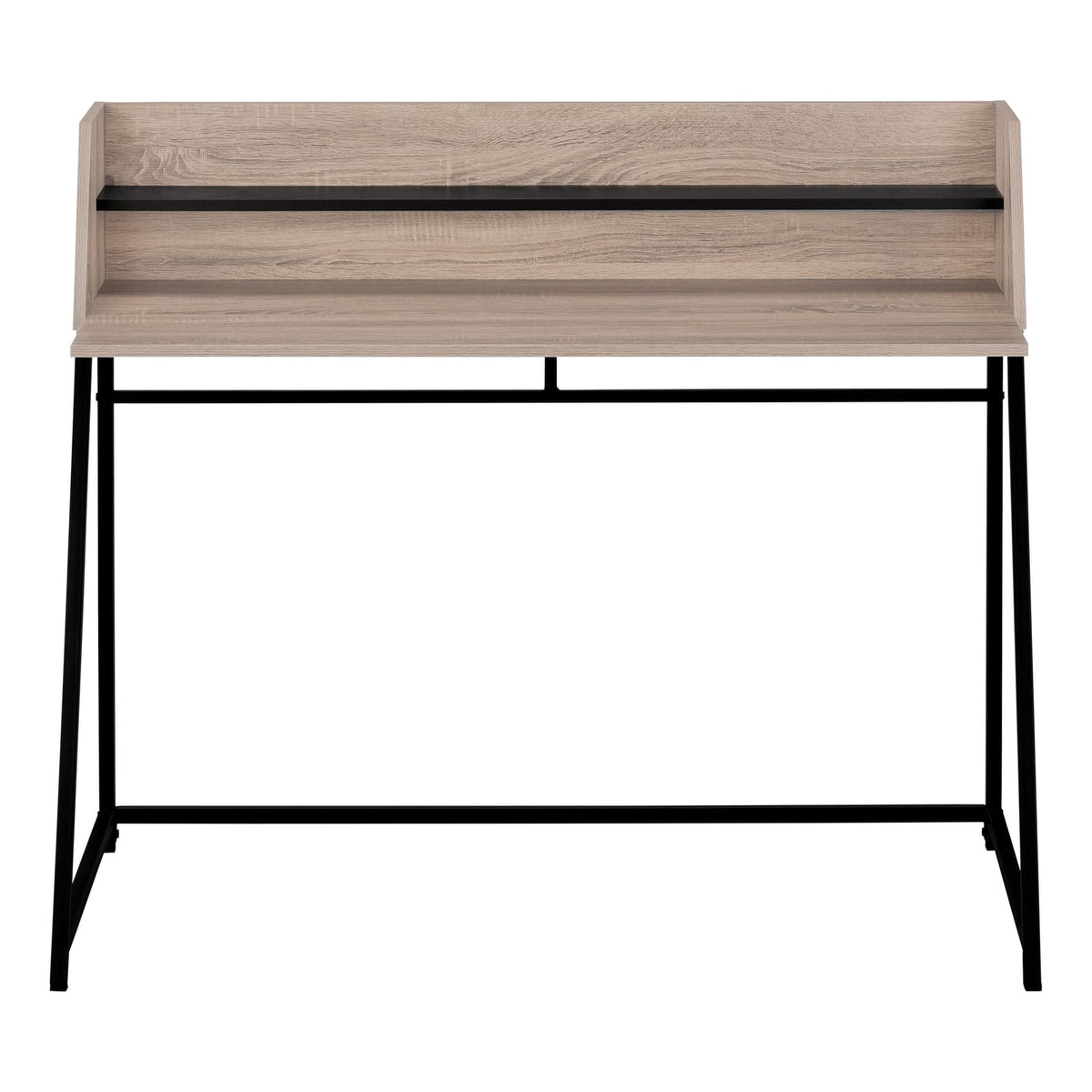 Compact Computer Desk with Storage Shelf, Taupe Particle Board Finish for Home Office