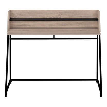 Compact Computer Desk with Storage Shelf, Taupe Particle Board Finish for Home Office