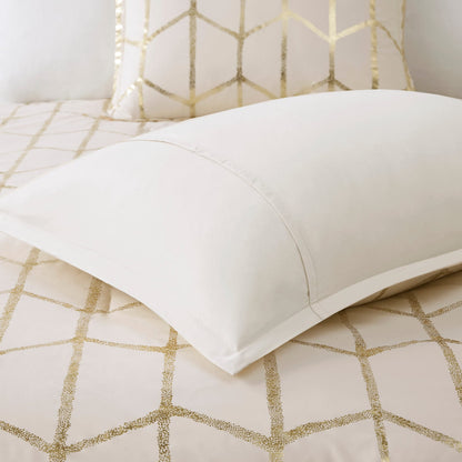 Twin/Twin XL Polyester Comforter Set - Ivory Geometric Print