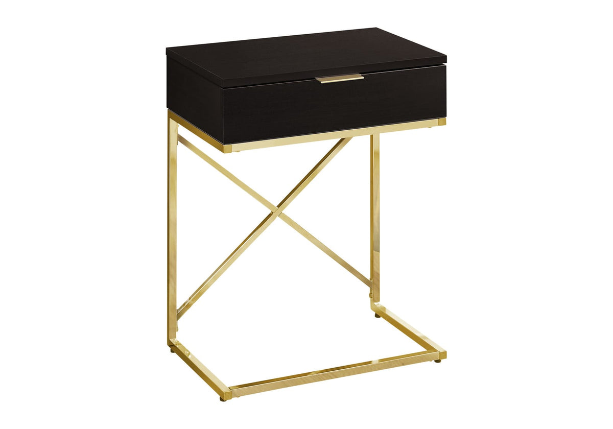 Espresso Accent Table - Storage Drawer Side Table
