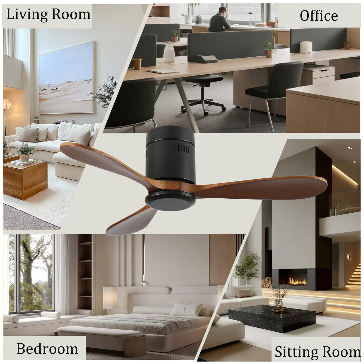42-Inch Solid Wood Ceiling Fan - Quiet DC Motor, Reversible Airflow