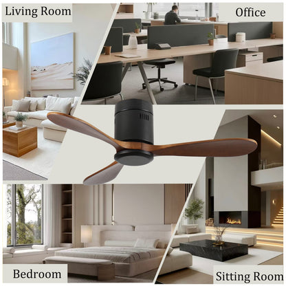42-Inch Solid Wood Ceiling Fan - Quiet DC Motor, Reversible Airflow