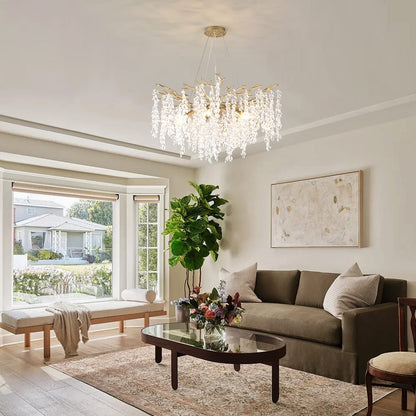 10-Light Gold Metal Chandelier - Farmhouse Style Lighting