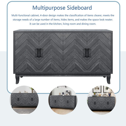 59.8" Antique Dark Grey MDF Sideboard Cabinet - 4 Doors